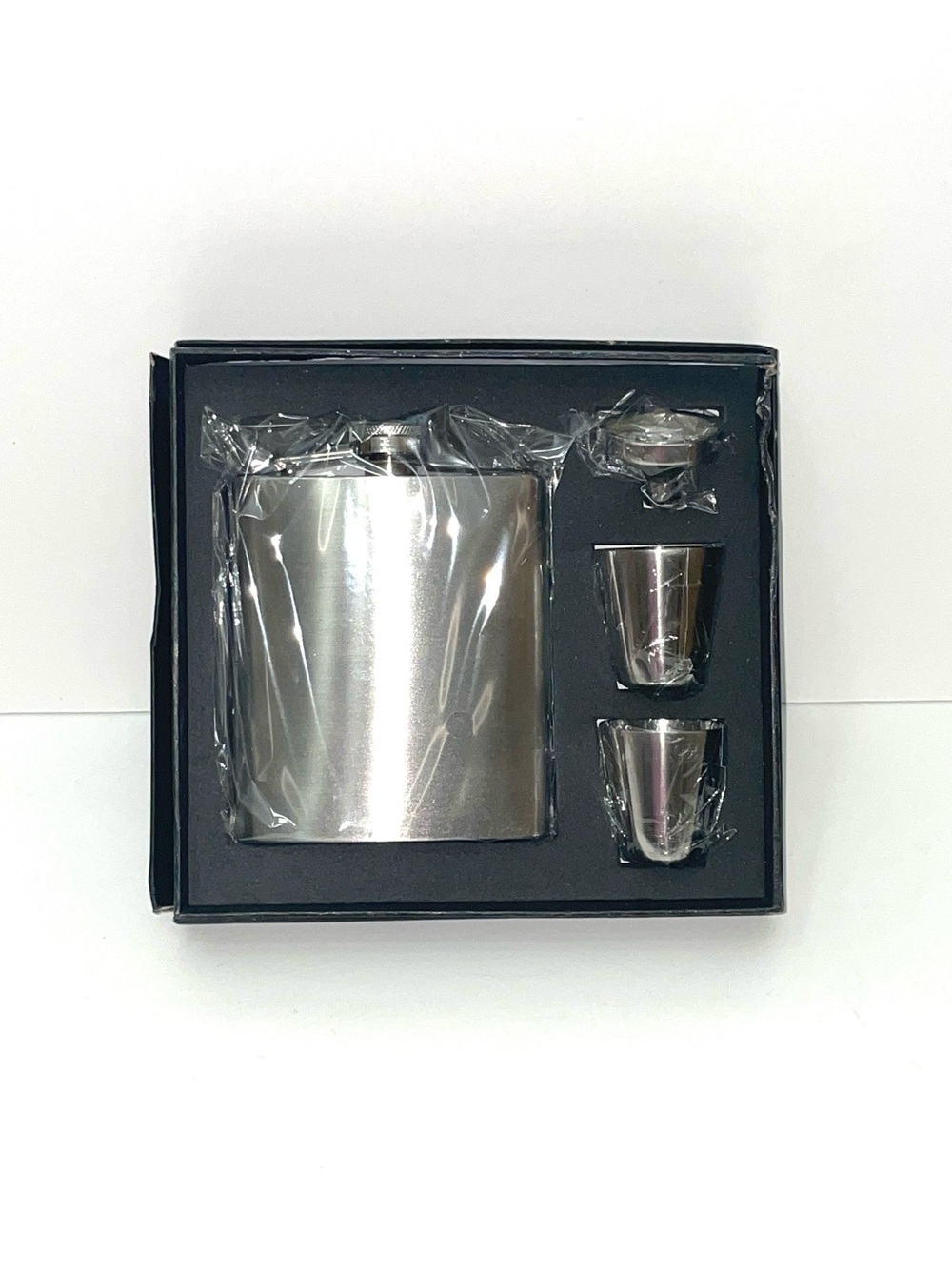 4 Piece Stainless Steel Hip Flask Gift Set - Silver